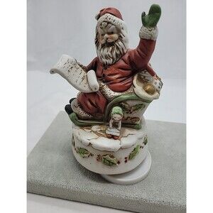 Mann Santa Music Box Figurine 1980’s Twain Works Read 7.5"